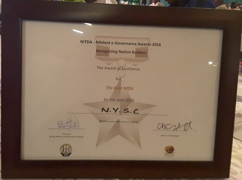 NYSC bags best MDA award on innovative deployment in ICT