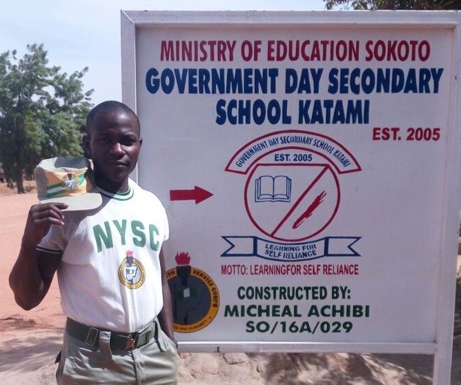 Micheal Achibi constructs signpost for GDS School Katami